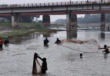 বড়াল নদীতে খেয়া জাল উৎসবে মেতেছে স্থানীয়রা