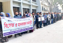 বাগাতিপাড়ায় ৯ম পে-স্কেল গেজেট বাস্তবায়নের দাবিতে কর্মকর্তা-কর্মচারীদের মানববন্ধন